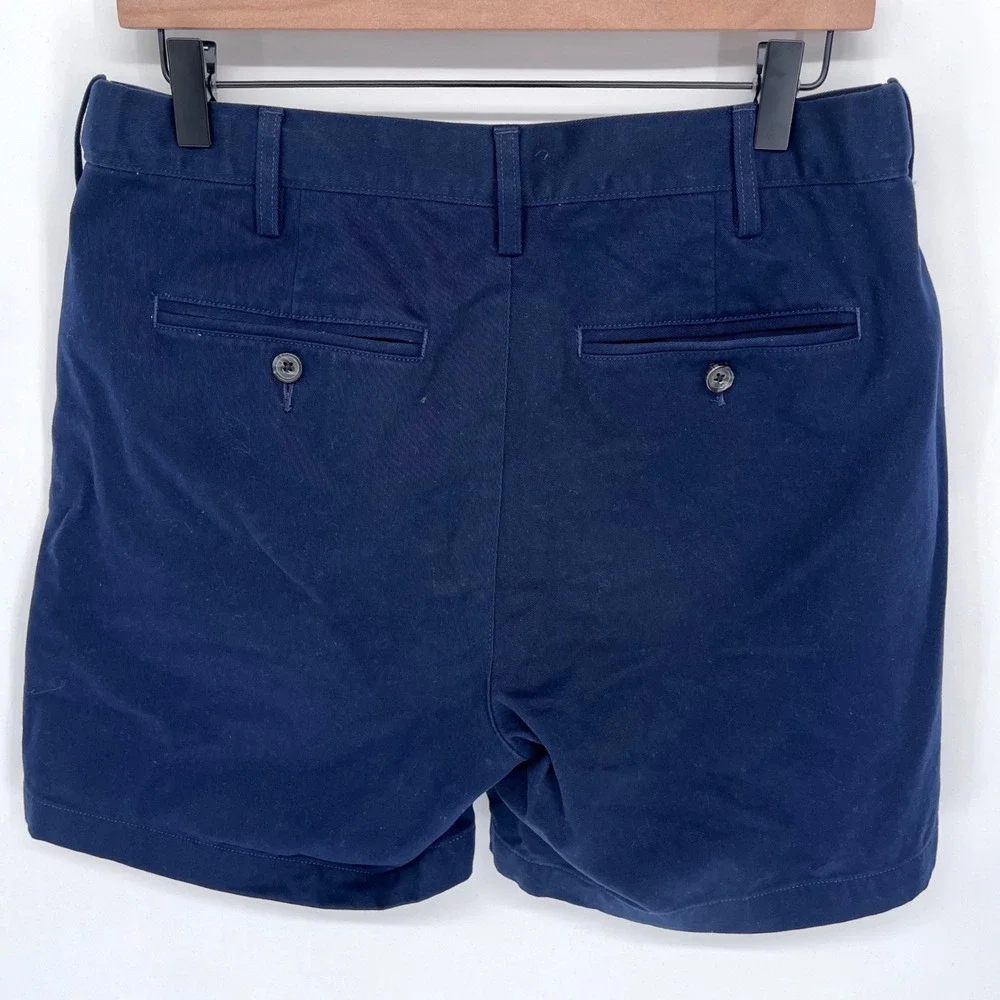 Lands' End Chino Shorts Mens 33 Navy Blue Traditional Fit Cotton Casual Preppy